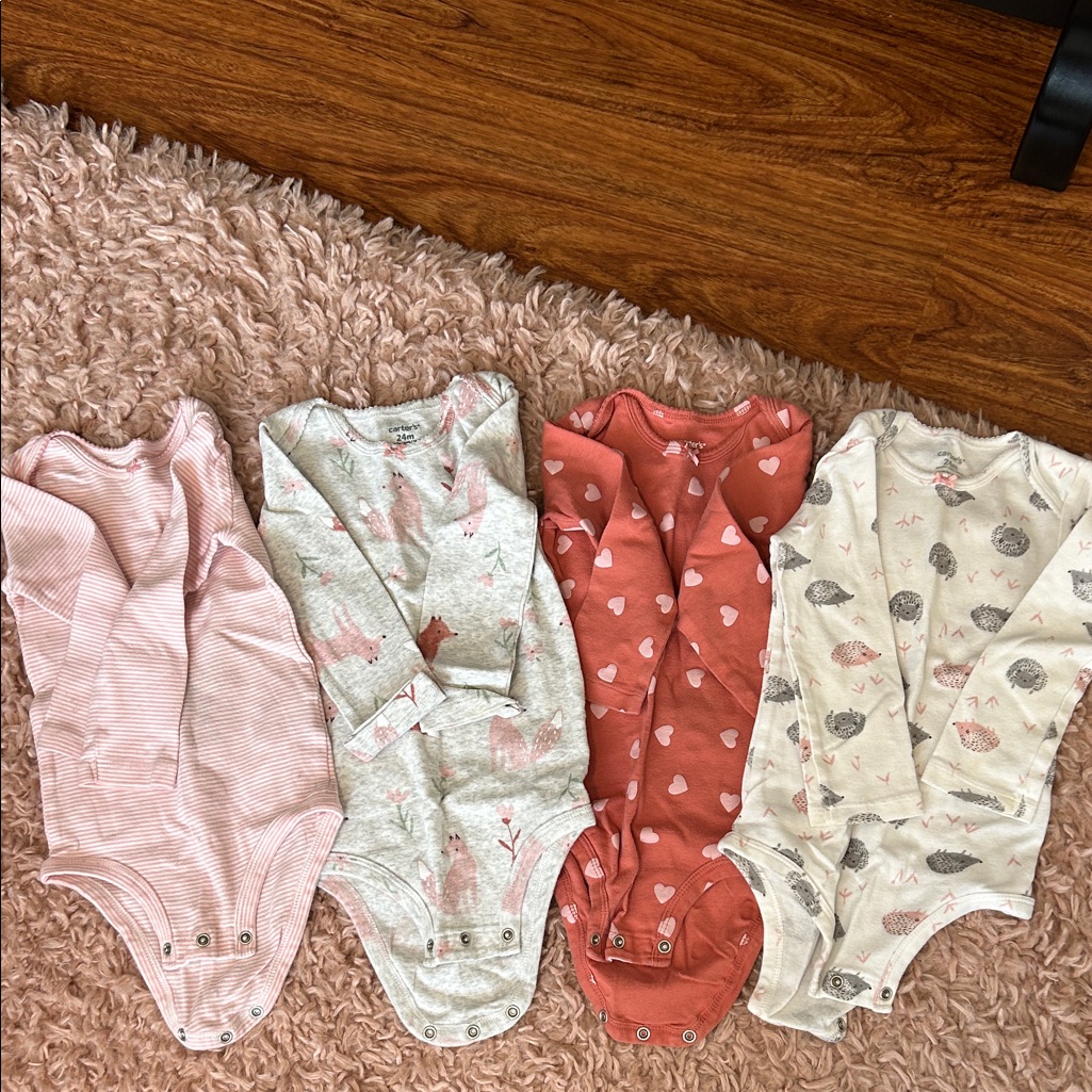 Carter's Pink And Cream Baby Bodysuits Set